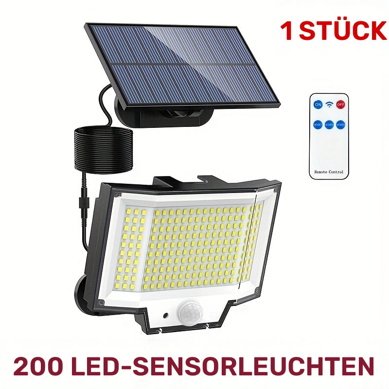 1 Stück/2 Stück Outdoor Solar-Separat-Panel Solar-Powered Spot-Licht 200 LED Super-Hellig Bewegungs-Sensor Solar-Power Garten-Wand-Licht 3 Arbeits-Modes Dusk-to-Dawn Beleuchtung für Garten, Patio, Backyard. Straßen-Licht, Wand-Lampe mit 5.03meter Kabel