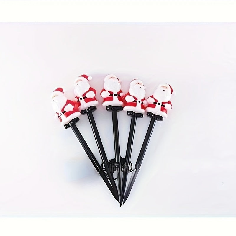 5 St. Solarbetriebene Weihnachtsmann-Staketenlichter, Plastik-Deko für den Garten, mit 600-mAh-Nickelbatterie, fest verbautes Photovoltaik-System, für festliche Stimmung