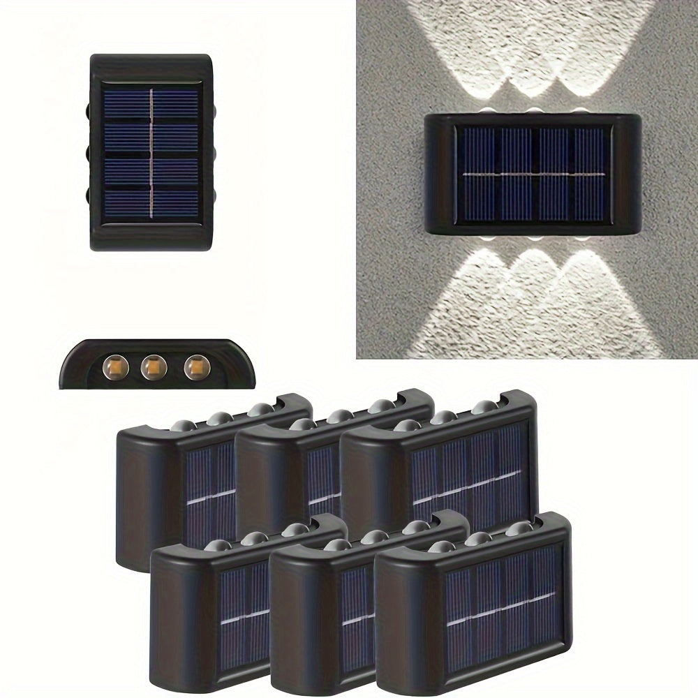 2/4/6/8 Stück Solar Außenwandlichter zur Beleuchtung Ihres Gartens und Balkons, Waschbare Doppelkopf-Solarlampe für Halloween, Weihnachten, Thanksgiving, Neujah