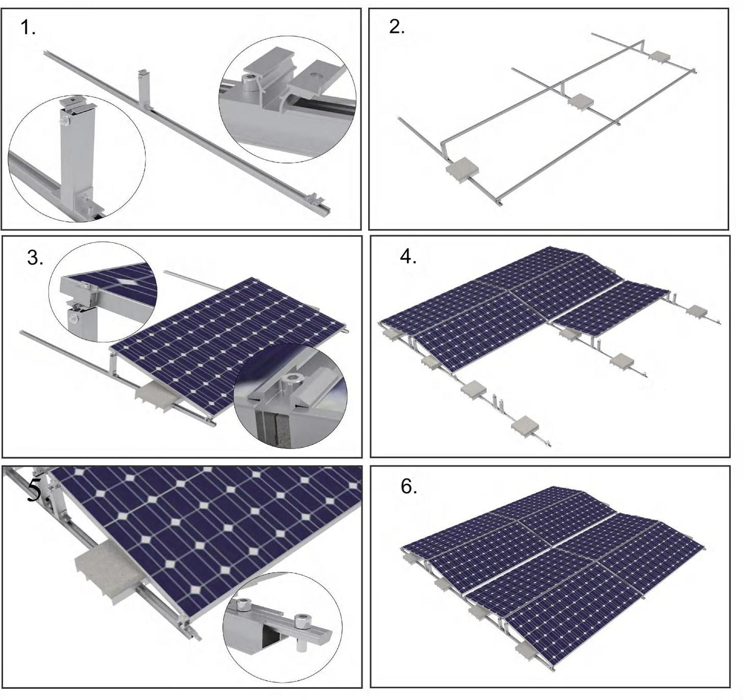 Flachdach-Solarmodul-Montagesystem Ballast System FRM01 FRM02 FRM03 Preis je 100 Watt