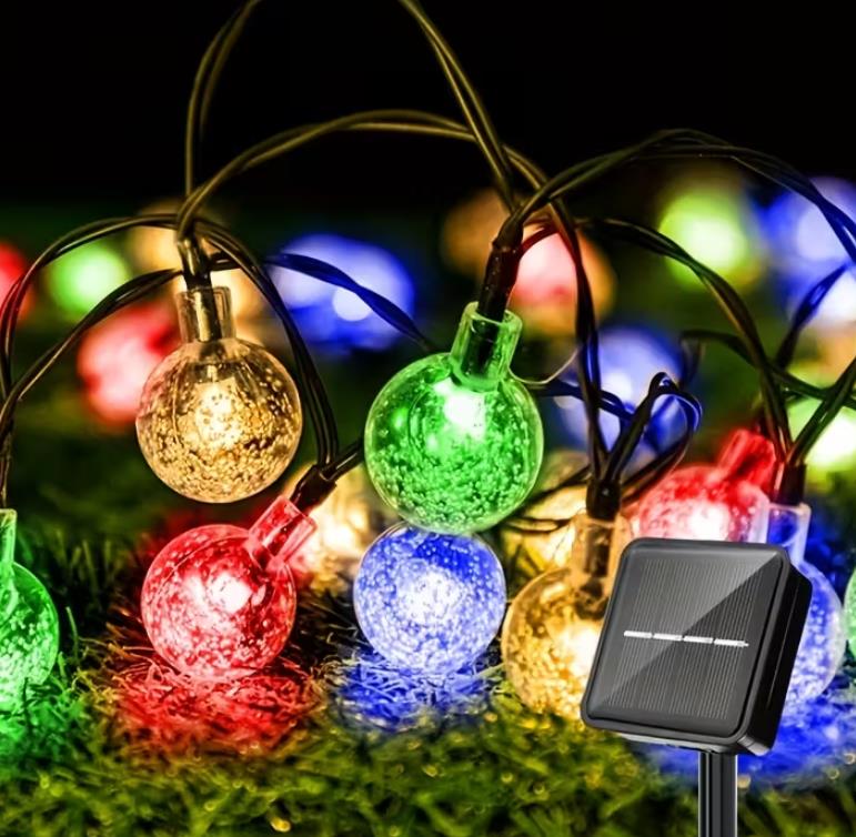 Solar Lichterkette Aussen, Solar 8 Modi Kristall Kugeln Wasserdicht IP65 Outdoor Solarlichterkette für Garten, Terrasse, Balkon, Hochzei