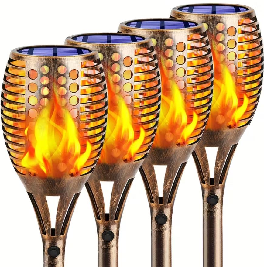 Solar Fackeln für Draußen 1/2/4er 96 LED Solarfackeln für Außen Flackernd XXL groß Solarlampen für Außen Garten, IP65 Wasserdichte Solarleuchten Garten - Ein stilvolles Gartenbeleuchtung
