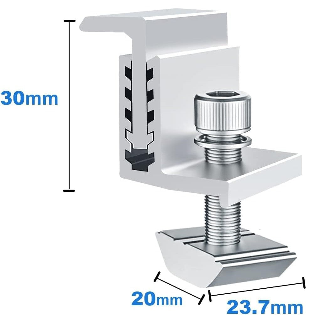10 pcs Photovoltaik-Solarmodul-Randklemmen Endklemmen-Set Mby09s 30mm 35mm 40mm 45mm