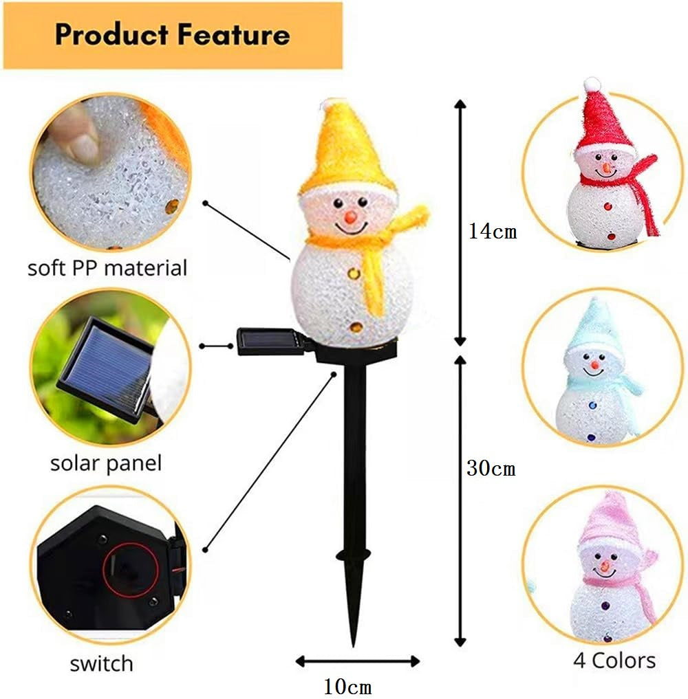Schneemann Solarlampen für Außen,2 pcs 46cm LED Weihnacht Weihnachtsdeko für Garten Weg Hotel Park