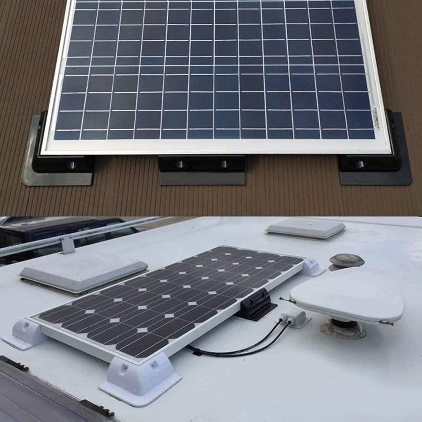 7pc Solarmodul Halterungen, Ruipoo Solarpanel Montagehalterung Seitenhalterungen ABS Eckhalter Satz bohrfrei Weit verbreitet auf Wohnmobile, Boote, Flachdächer, Camping und Caravan-Installationen
