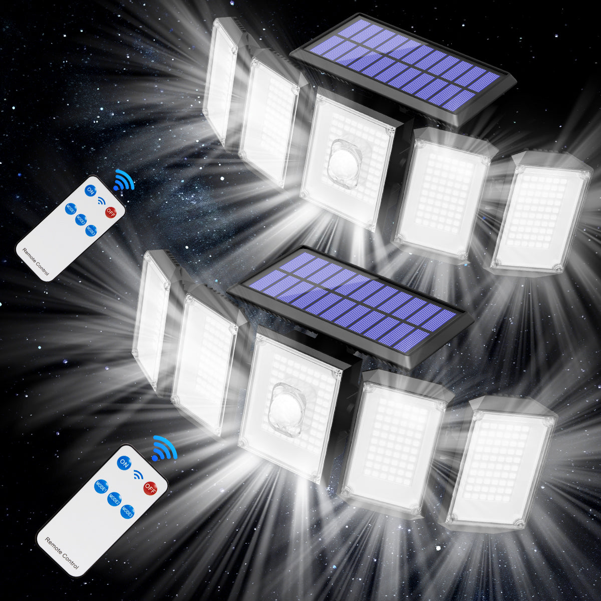 1/2 PCs 416 LEDs Solarleuchten Außenbewegungssensor, 5 Köpfe, 3 Modi 2400 mAh 350 ° Beleuchtung wasserdichte Flut-Sicherheitslampe für die Veranda