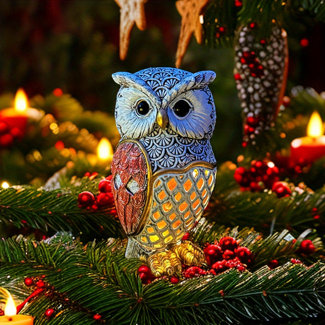 1 Stück Solar-betriebene Eule-Lampe - Outdoor-Resin-Dekor mit lebhaften LED-Leuchten, ideal für Camping, Tischdekoration und Landschaftsdesign, perfektes Geschenk für Muttertag, Outdoorbeleuchtung |