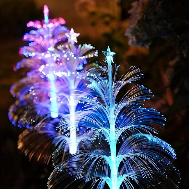 2 Stück Solar Fünf-Schichten Quallen Stern Lichter, Sieben-Farben Weihnachtsbaum Lichter, Wasserdichte Garten Rasen Boden Blumenarrangement Deko Lichter, Hof Fest Atmosphäre Party Deko Atmosphäre Lichter