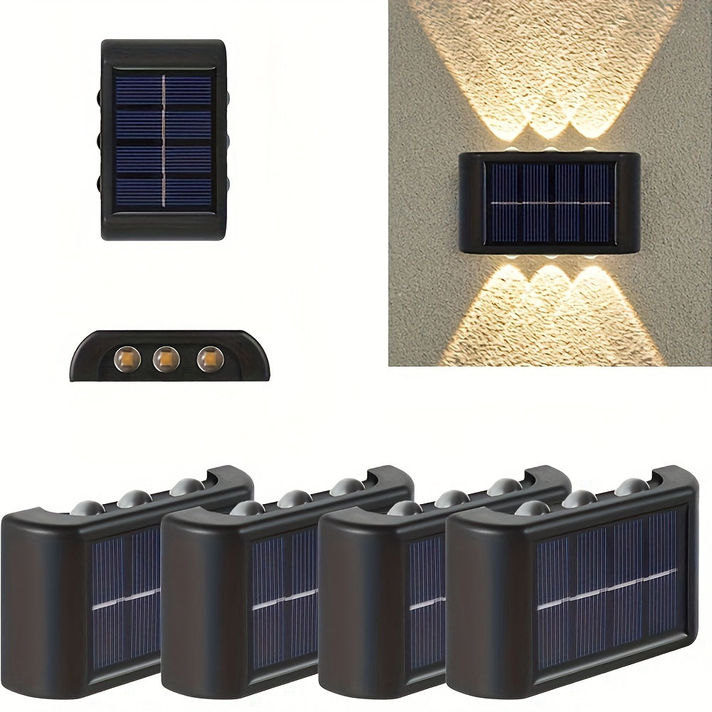 2/4/6/8 Stück Solar Außenwandlichter zur Beleuchtung Ihres Gartens und Balkons, Waschbare Doppelkopf-Solarlampe für Halloween, Weihnachten, Thanksgiving, Neujah