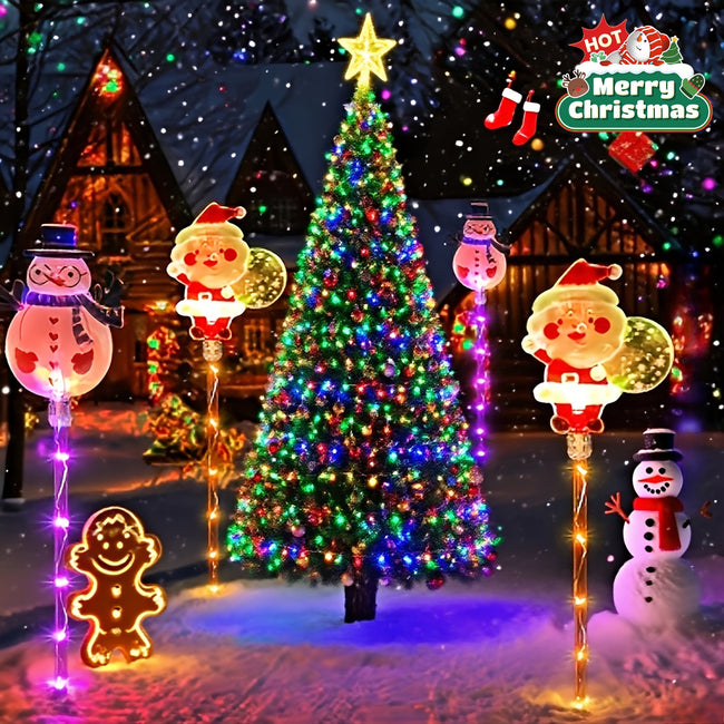 6er-Set Solar-Weihnachtslichter: Schneemann & Baum-Deko für drinnen und draußen – festliche Garten-, Weg- und Rasenbeleuchtung