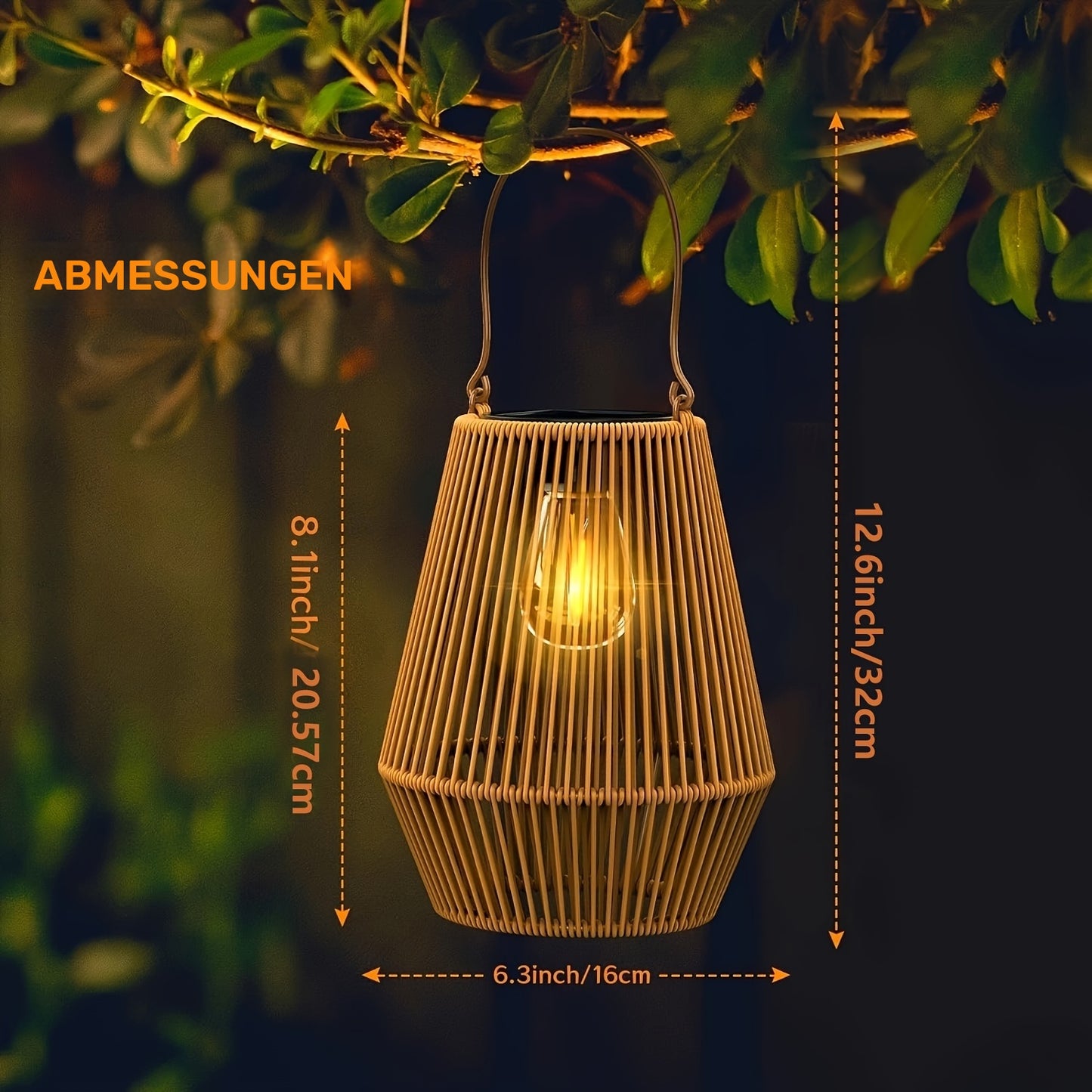 Solar-Außenhängelaternen - Geflochtene Korbgeflecht-ähnliche Metallfreie Kunststoff-Korbgeflecht-Kuppellichter mit warmem Licht, Solar-Gartenleuchten für Terrasse, Garten, Weg, Veranda, Rasen - Dämmerungsdekoratio