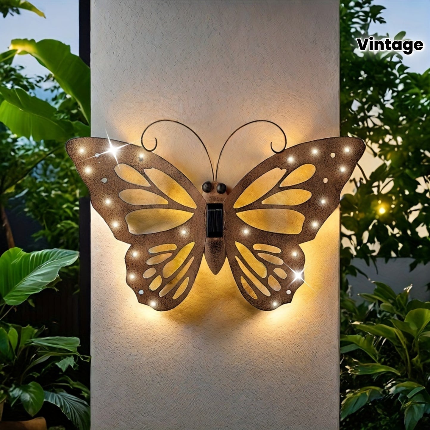 1 Stück/2 Stück Solarleuchten, Vintage Wandhängende Schmetterlinge, IP44 Außen-Dekolichter für Garten, Terrasse und Rasen, Halloween Weihnachten Valentinstag Hochzeit Geburtstag Party Deko-Lichter, Geschenke für Familie & Freunde