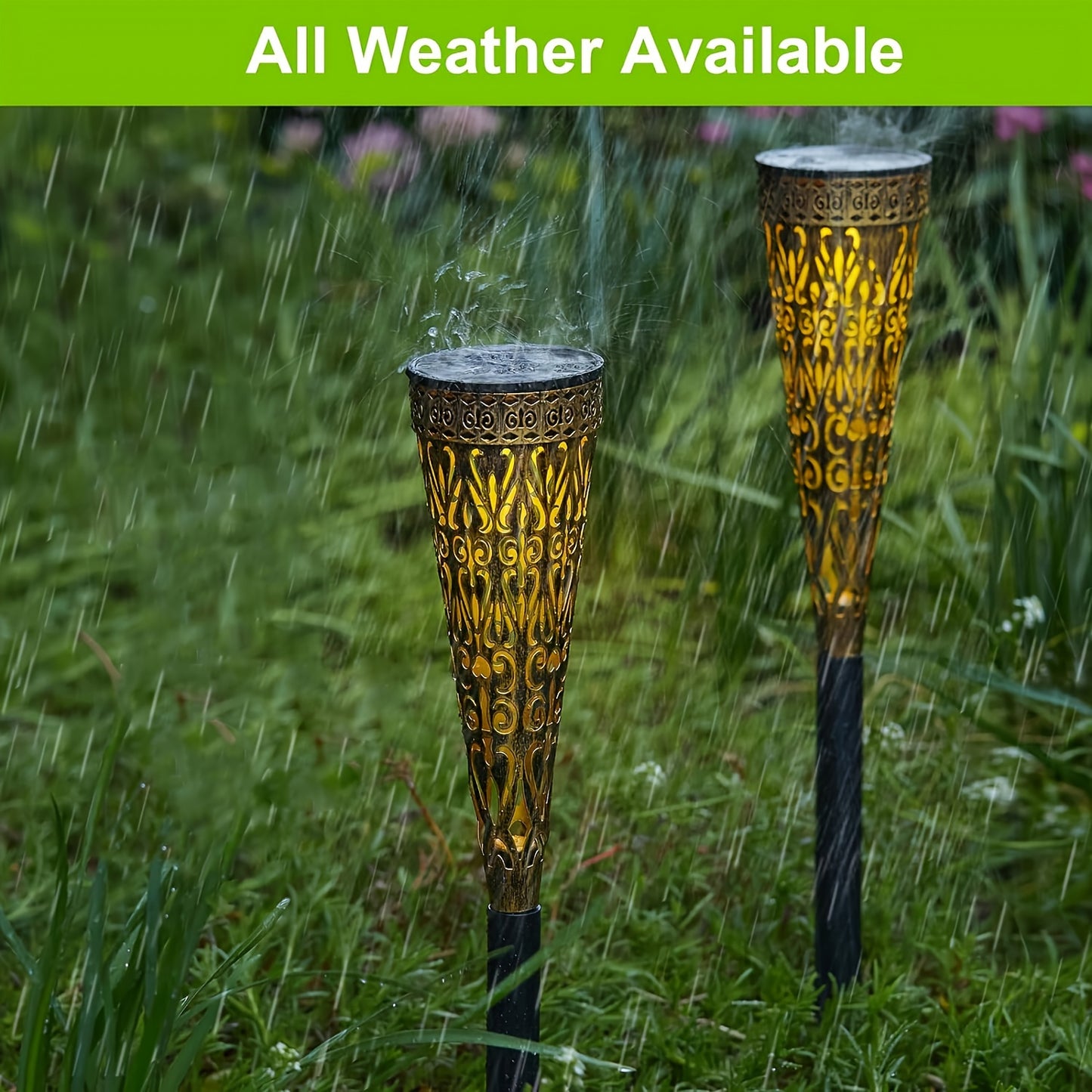 4er-Pack Metall-LED-Solarleuchten, IPX5 Wasserdichte Solarlampen für Garten-Dekoration außenbezüglich zur Beleuchtung von Wegen, Balkon und Terrasse