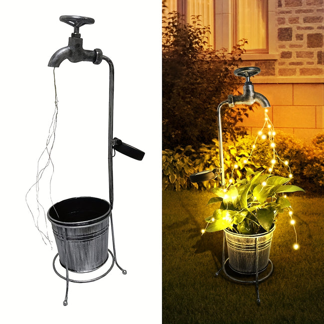 1 Stück, Solar Gartenleuchten, Solar Garten Wasserhahn Leuchten Dekor, Wasserfall LED Licht mit Solarbetriebener Outdoor Dekoration, Zimmer Dekor, Haus Dekor, Hochzeits Dekor, Feiertags Dekor, Feier Dekor, Outdoor Dekor, Hof Dekor, Garten Dekor