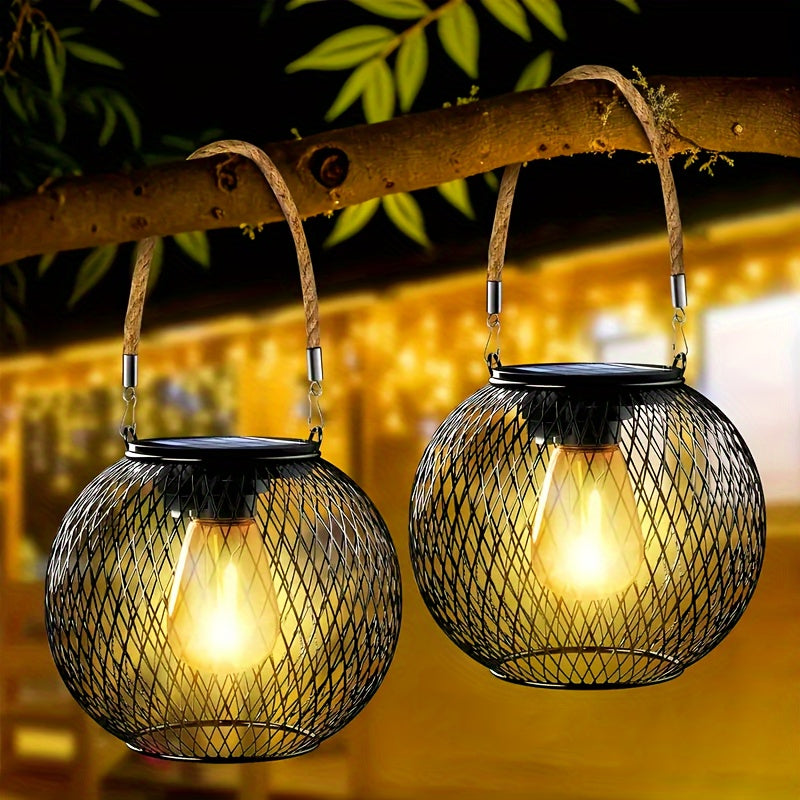 2 Stk./4 Stk. Neue Outdoor-Solarlaterne, Verbesserte Version Hängende Solarlampe für den Garten, Metallkronleuchter Dekorative Beleuchtung Solarbaumlicht Geeignet für Garten, Terrasse und Weg