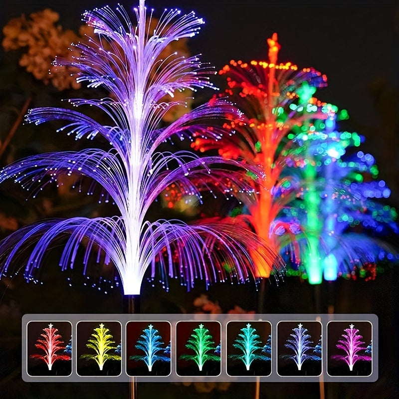 2 Stück Solar Fünf-Schichten Quallen Stern Lichter, Sieben-Farben Weihnachtsbaum Lichter, Wasserdichte Garten Rasen Boden Blumenarrangement Deko Lichter, Hof Fest Atmosphäre Party Deko Atmosphäre Lichter