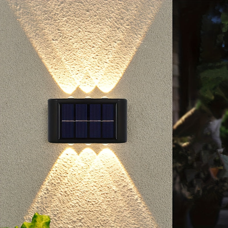 2/4/6/8 Stück Solar Außenwandlichter zur Beleuchtung Ihres Gartens und Balkons, Waschbare Doppelkopf-Solarlampe für Halloween, Weihnachten, Thanksgiving, Neujah