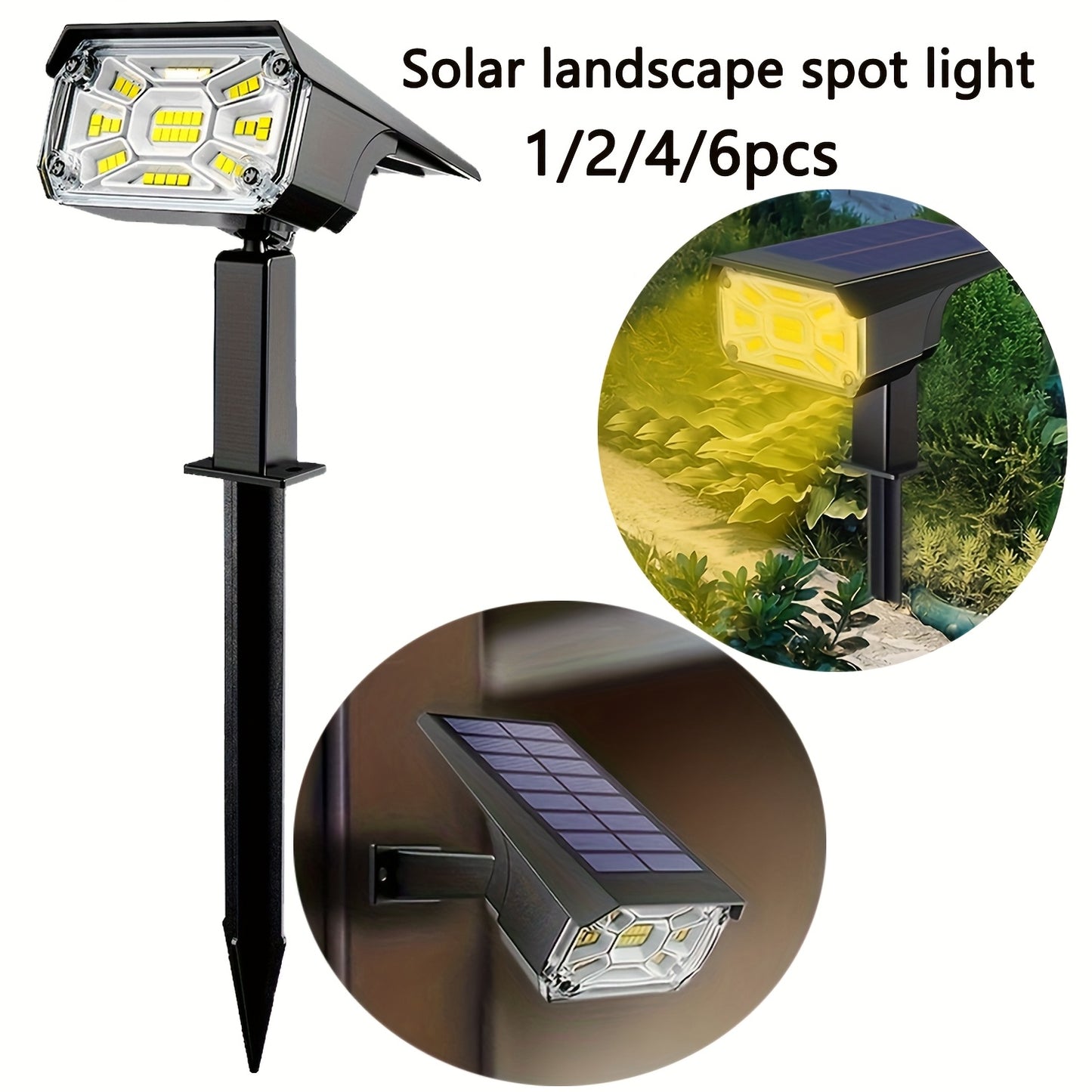 1/2/4/6 St  Solarbetriebene LED-Bodenlampen, 38 LED-Solargartenleuchten, Solar-Rasenleuchten, Solar-Spotlights, geeignet für Gärten, Höfe, Balkone, Rasenflächen, Wege, Villen, Partys, Spielplätze und Outdoor-Halloween-Dekorationen