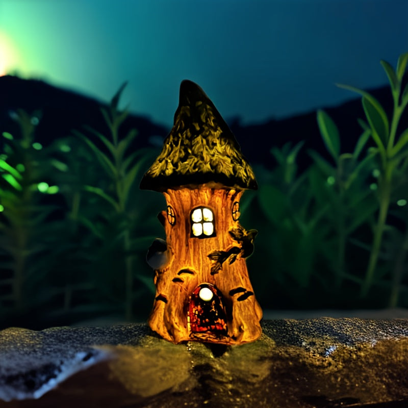 Solar Baumhaus Licht für Garten und Innenhof, Outdoor Rasen Dekorative Statue Landschaftslampe