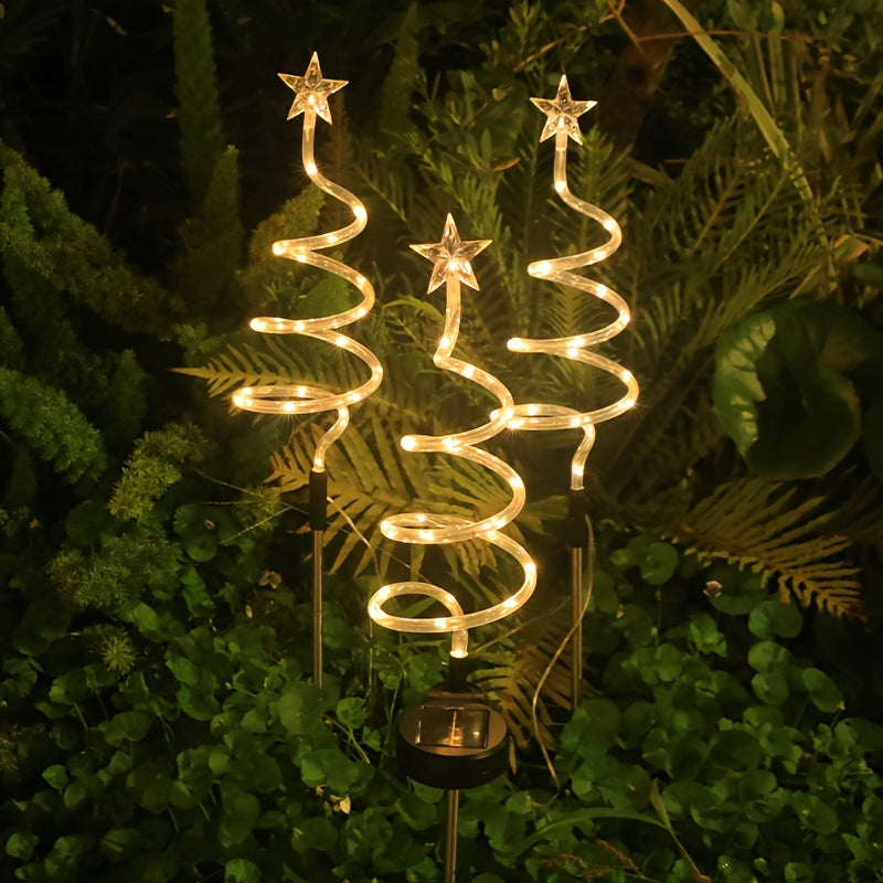 Solarbetriebene Stern- & Weihnachtsbaum-Rasenlichter - Dekorative Bodenlichter für den Außenbereich mit Mehreren Farboptionen, Perfekt für Gärten und Terrassen, Weihnachtsdekoration