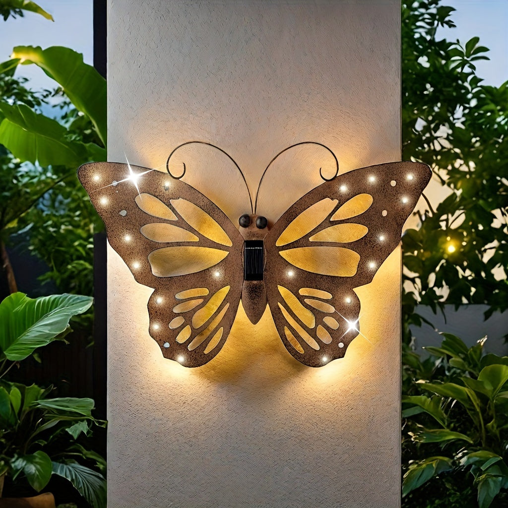 1 Stück/2 Stück Solarleuchten, Vintage Wandhängende Schmetterlinge, IP44 Außen-Dekolichter für Garten, Terrasse und Rasen, Halloween Weihnachten Valentinstag Hochzeit Geburtstag Party Deko-Lichter, Geschenke für Familie & Freunde