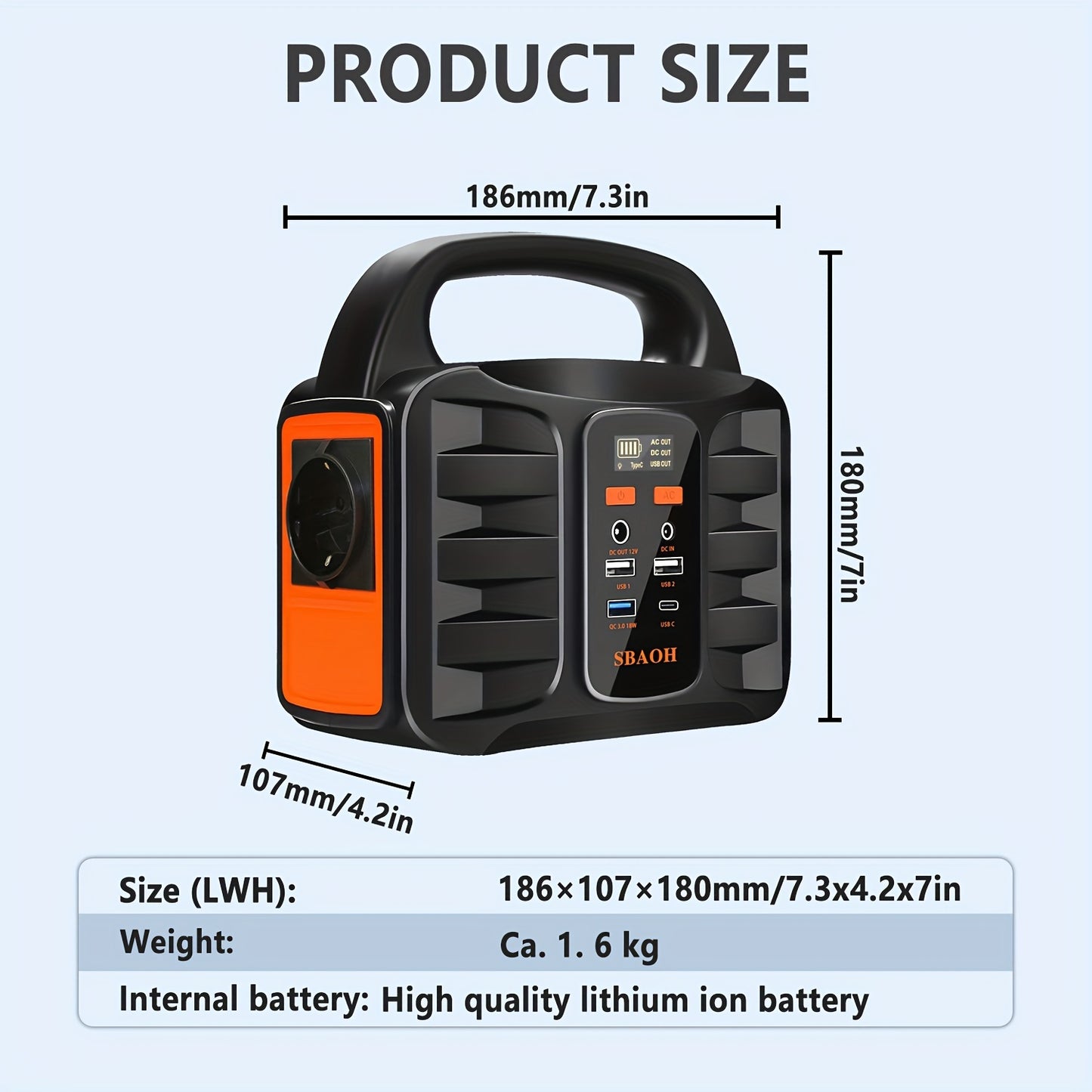 SBAOH Tragbare Powerstation T101-99Wh/194Wh | 150W/200W | Steckdose | Lithium-Akku mit AC/USB Ausgang | Solar-Kraftbank | Campingausrüstung | Ideal für Reisen, Camping Outdoor-Ausrüstung