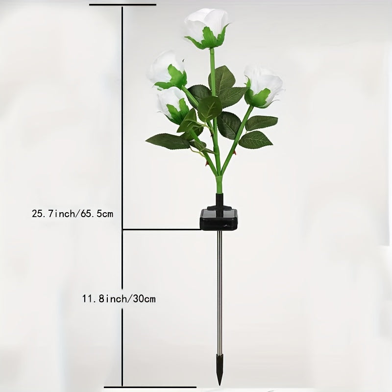 2 Stk. Solar-Rosen, 7 Farbwechselnde Blumenlichter, 4 Solar-Rosen für die Außengartendekoration, Solar-Blumenständerlichter, Geeignet für Gartenpartys, Wohnmobile, Valentinstag