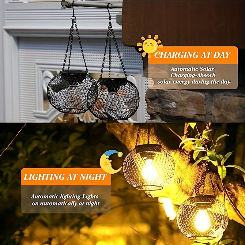 2 Stk./4 Stk. Neue Outdoor-Solarlaterne, Verbesserte Version Hängende Solarlampe für den Garten, Metallkronleuchter Dekorative Beleuchtung Solarbaumlicht Geeignet für Garten, Terrasse und Weg