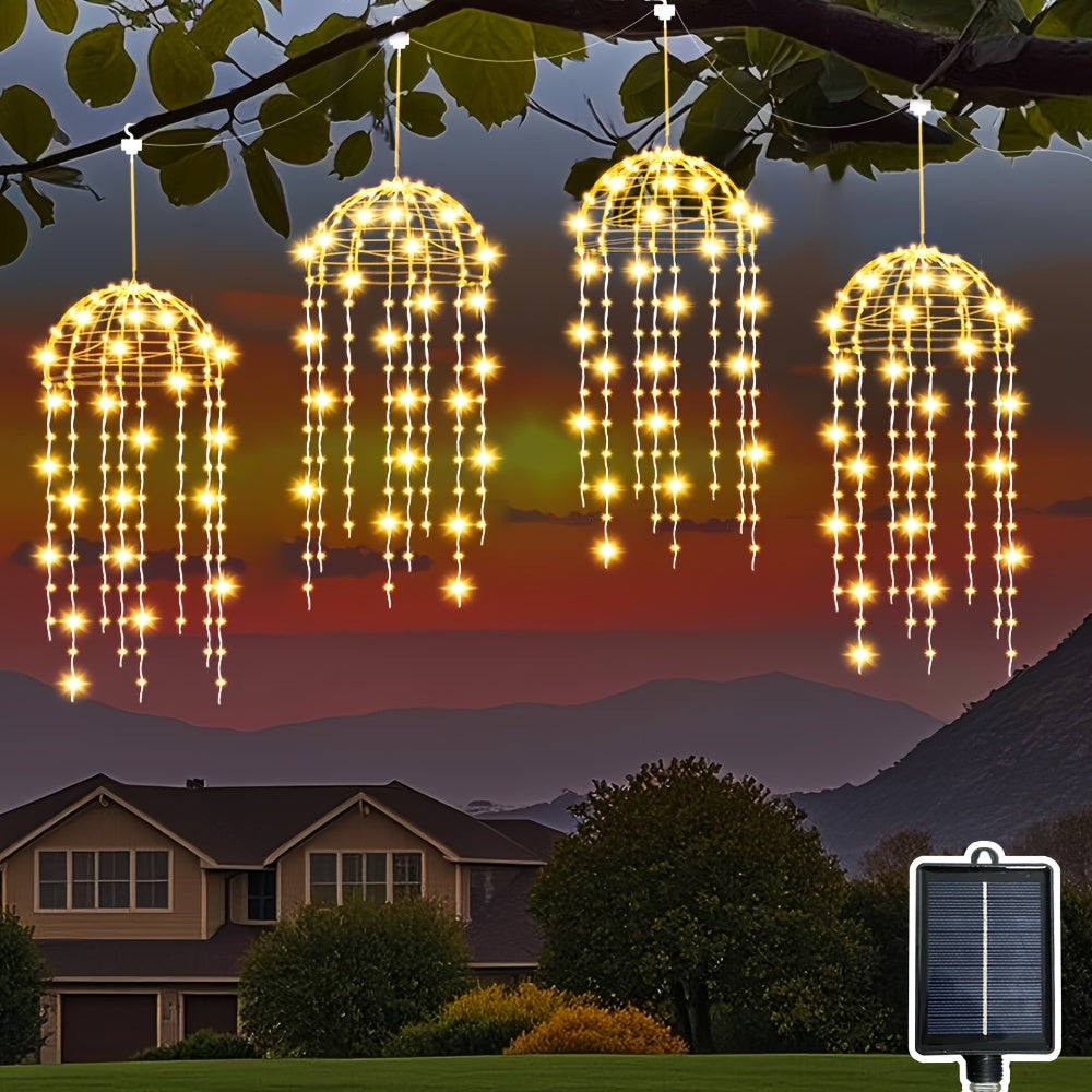 4 Stück schwebende Solar-Jellyfish-Lichter für draußen, Smart-Lichter,geeignet für Höfe, Schirme, Dachvorsprünge, Gärten, Bäume, Zelte, Weihnachtsdekorat