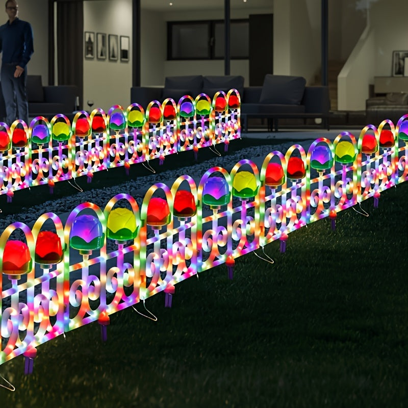 Solar-LED-Zäunleuchten, 4 Beleuchtungsmodi, Outdoor-Dekorationsgartenweg-Zäun, Dekorativer Outdoor-Zäun, Hof, Garten, Rasen, Gehweg, Urlaub, Halloween, Weihnachts-Zäun-Landschaftsleuchten