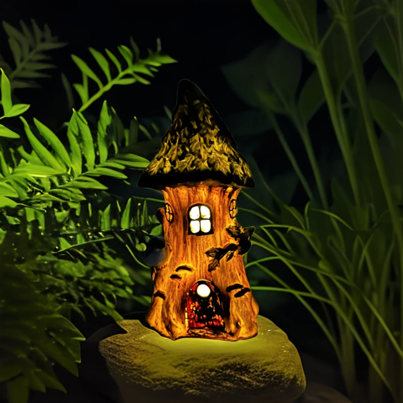 Solar Baumhaus Licht für Garten und Innenhof, Outdoor Rasen Dekorative Statue Landschaftslampe