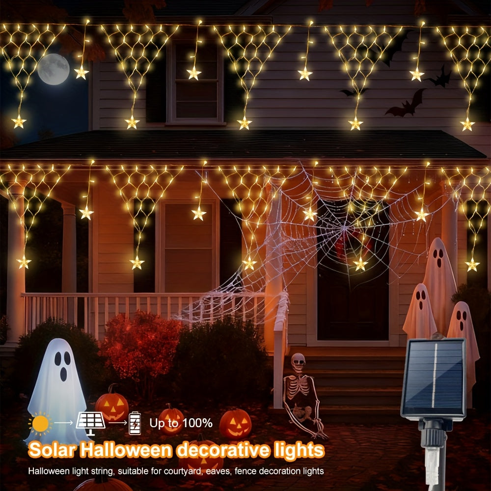 Solar-Dreieck-Gitterlicht, 8 Modi, solarbetriebenes LED-Außendekorations-Licht in verschiedenen Farben – ideal für Garten-, Dachterrassenbeleuchtung sowie Geburtstagsfeiern Festlichkeiten, Solarlichtstreifen,Solar-Lichterkette