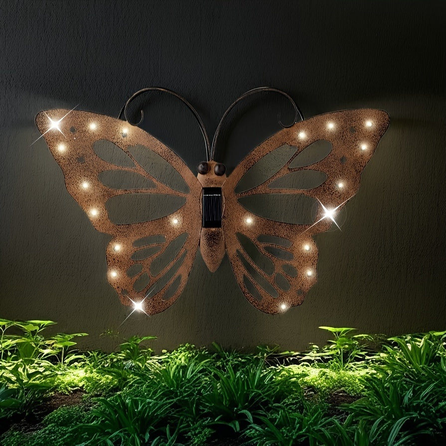 1 Stück/2 Stück Solarleuchten, Vintage Wandhängende Schmetterlinge, IP44 Außen-Dekolichter für Garten, Terrasse und Rasen, Halloween Weihnachten Valentinstag Hochzeit Geburtstag Party Deko-Lichter, Geschenke für Familie & Freunde