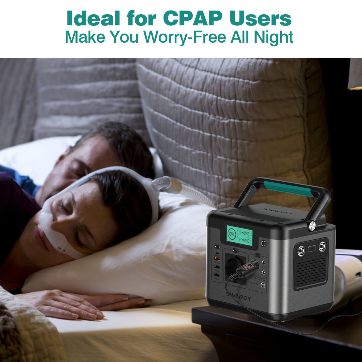 Tragbare Powerbank SWAREY, Stromstation 518 Wh, Solar Generator mit 500 W AC-Ausgang, USB-C-Port 65 W, Energiegenerator für Partys, Reisen, Camping, Wohnmobil, Notfall