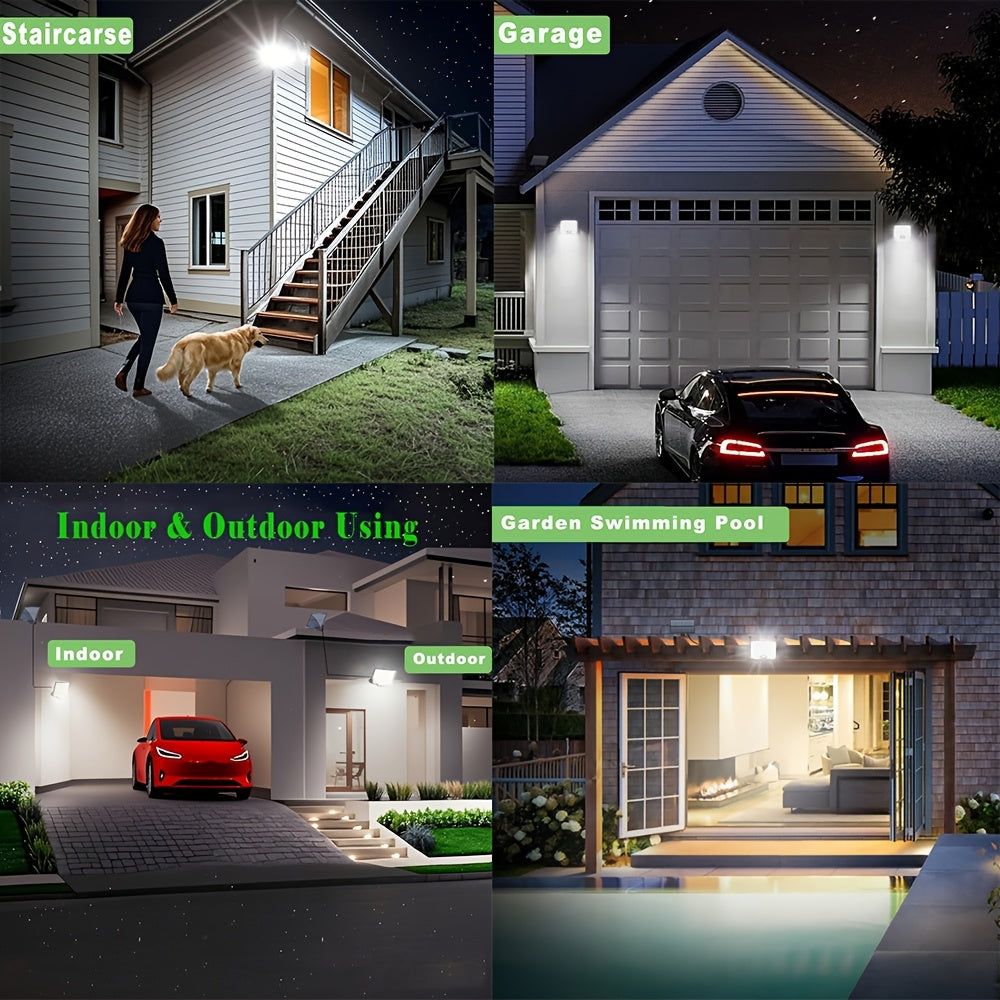 1/2/4 Stk. Solar-Bewegungssensor-Wandleuchten, 210 LED superhelle Solar-Gartenlampen mit Fernbedienung, geteiltes Solarpanel, für Innen- und Außenbereich geeignet, separate Panel-betriebene Scheinwerferleuchte