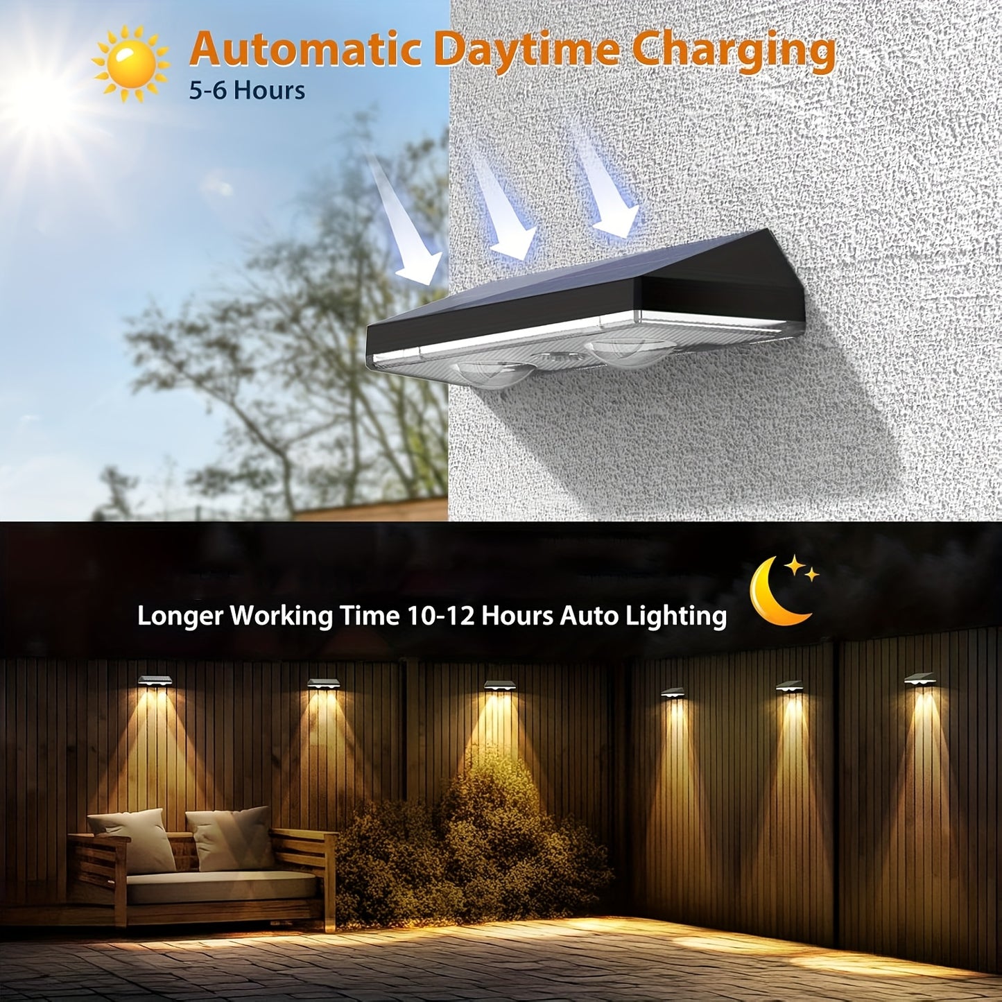 4/ 2er-Pack Outdoor Solarleuchten, 9 Beleuchtungsmodi, Solar-Wandleuchten für Garten, Terrasse, Decke, Stufen und Zäune