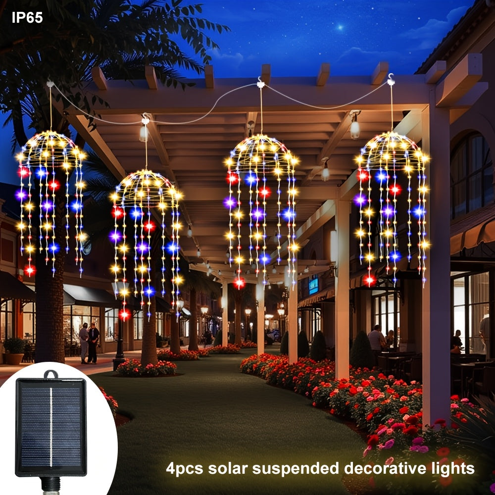 4 Stück schwebende Solar-Jellyfish-Lichter für draußen, Smart-Lichter,geeignet für Höfe, Schirme, Dachvorsprünge, Gärten, Bäume, Zelte, Weihnachtsdekorat