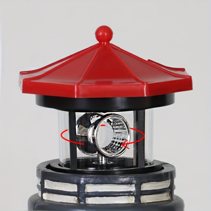 Solarbetriebene Leuchtturm-Gartenleuchte - 360° Drehbare LED, Wasserdicht, Wiederaufladbare Batterie, Außendekoration für Hof & Rasen