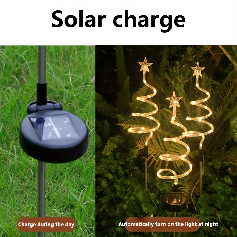Solarbetriebene Stern- & Weihnachtsbaum-Rasenlichter - Dekorative Bodenlichter für den Außenbereich mit Mehreren Farboptionen, Perfekt für Gärten und Terrassen, Weihnachtsdekoration