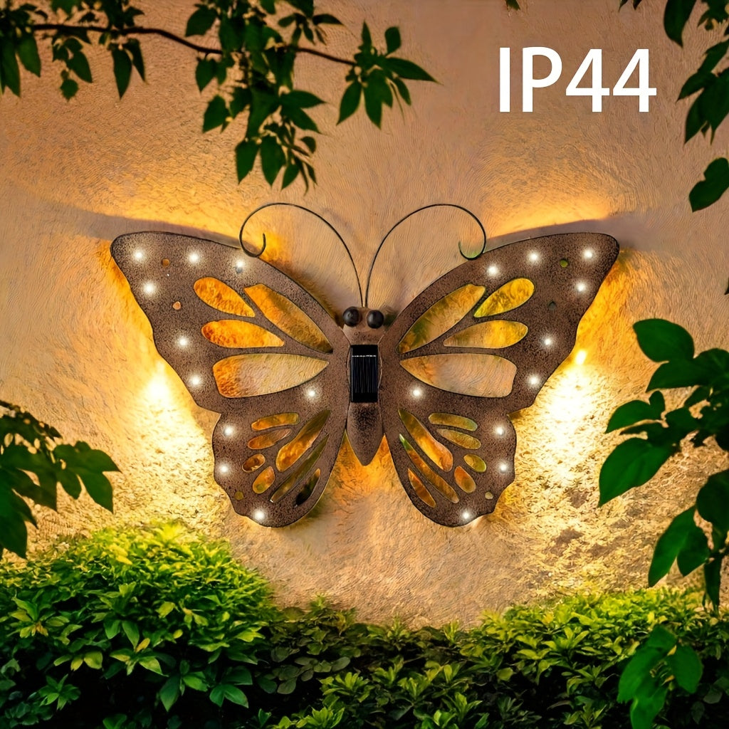 1 Stück/2 Stück Solarleuchten, Vintage Wandhängende Schmetterlinge, IP44 Außen-Dekolichter für Garten, Terrasse und Rasen, Halloween Weihnachten Valentinstag Hochzeit Geburtstag Party Deko-Lichter, Geschenke für Familie & Freunde