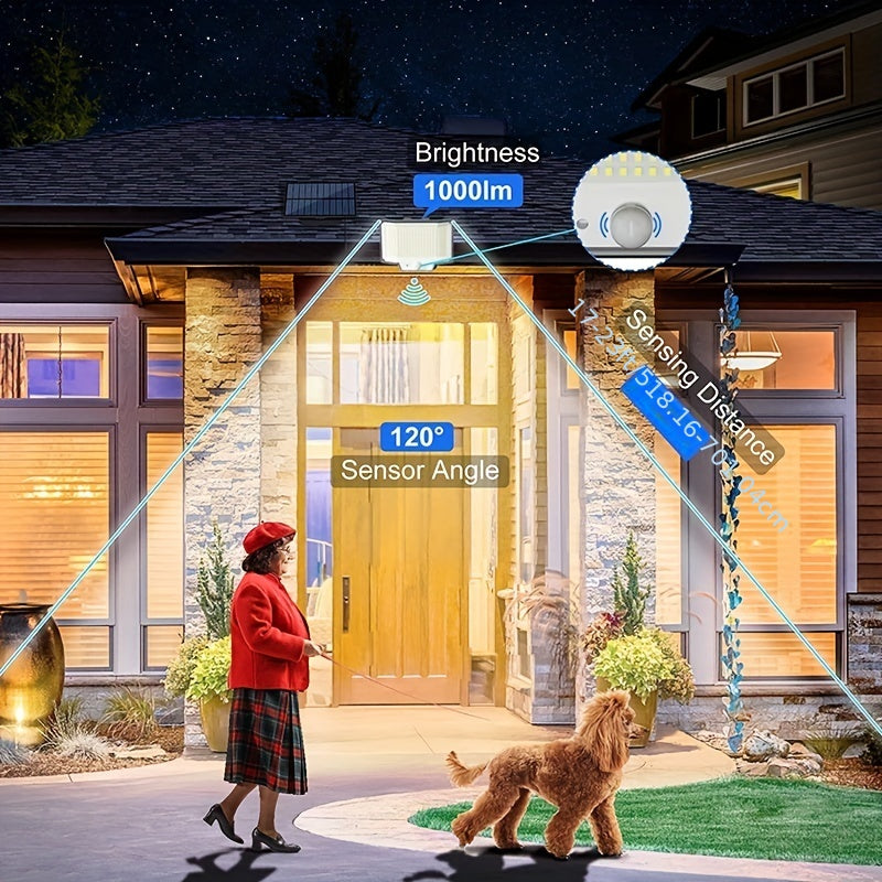 1 Stück/2 Stück Outdoor Solar-Separat-Panel Solar-Powered Spot-Licht 200 LED Super-Hellig Bewegungs-Sensor Solar-Power Garten-Wand-Licht 3 Arbeits-Modes Dusk-to-Dawn Beleuchtung für Garten, Patio, Backyard. Straßen-Licht, Wand-Lampe mit 5.03meter Kabel