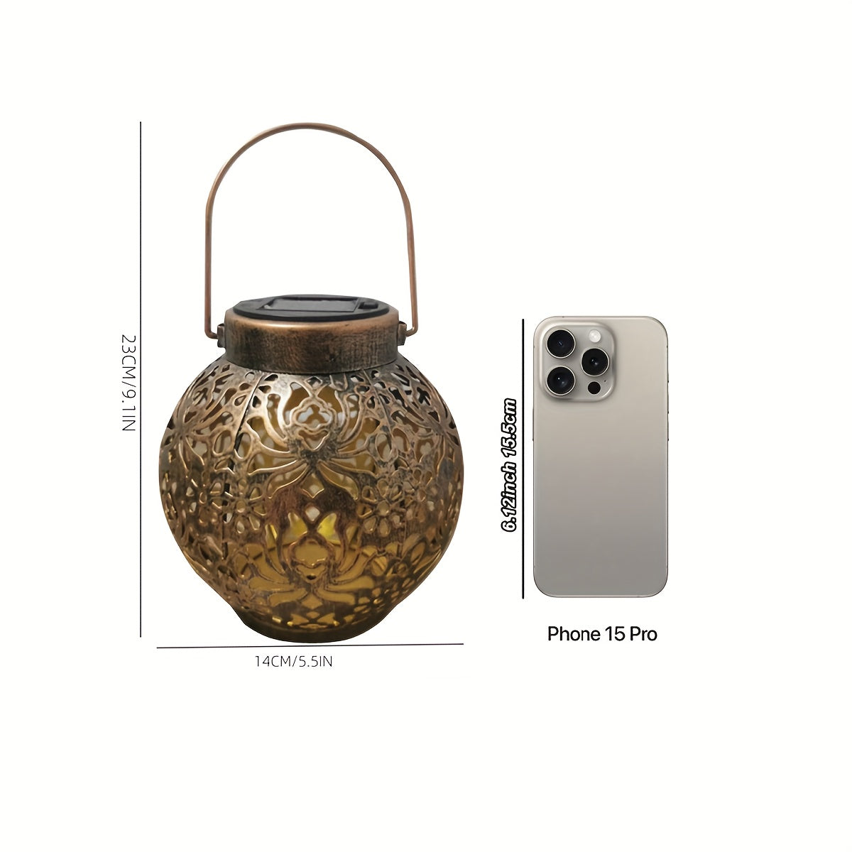 2 Stück Outdoor-Solarhängelampe, Dekolicht mit Griff für den Schreibtisch, Marokkanische LED-Laterne aus Metall, Solarlicht für Garten, Terrasse, Rasen und Hinterhof