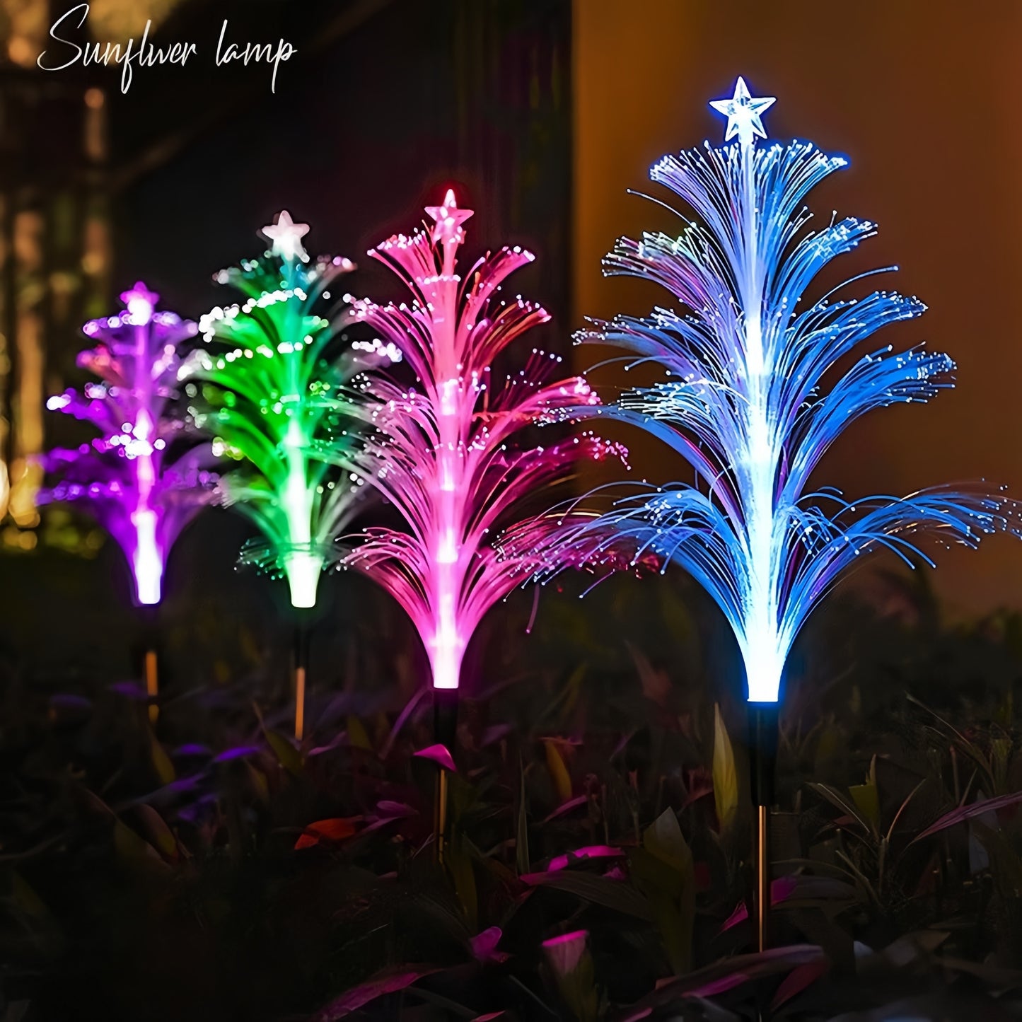 2 Stück Solar Fünf-Schichten Quallen Stern Lichter, Sieben-Farben Weihnachtsbaum Lichter, Wasserdichte Garten Rasen Boden Blumenarrangement Deko Lichter, Hof Fest Atmosphäre Party Deko Atmosphäre Lichter