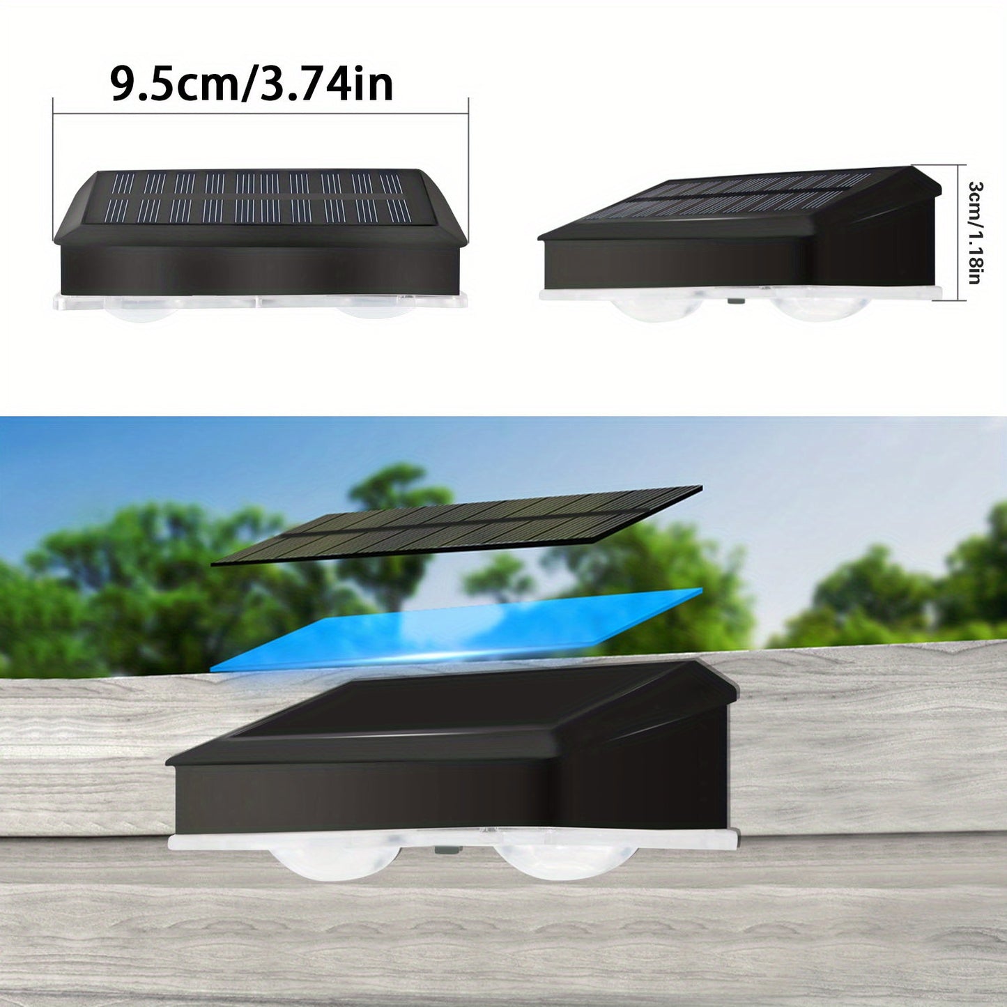 4/ 2er-Pack Outdoor Solarleuchten, 9 Beleuchtungsmodi, Solar-Wandleuchten für Garten, Terrasse, Decke, Stufen und Zäune