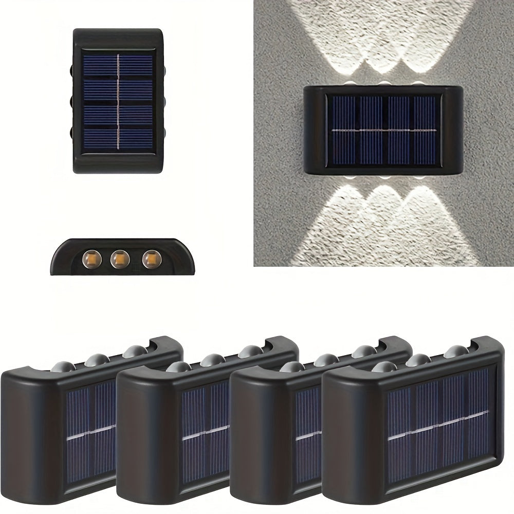 2/4/6/8 Stück Solar Außenwandlichter zur Beleuchtung Ihres Gartens und Balkons, Waschbare Doppelkopf-Solarlampe für Halloween, Weihnachten, Thanksgiving, Neujah