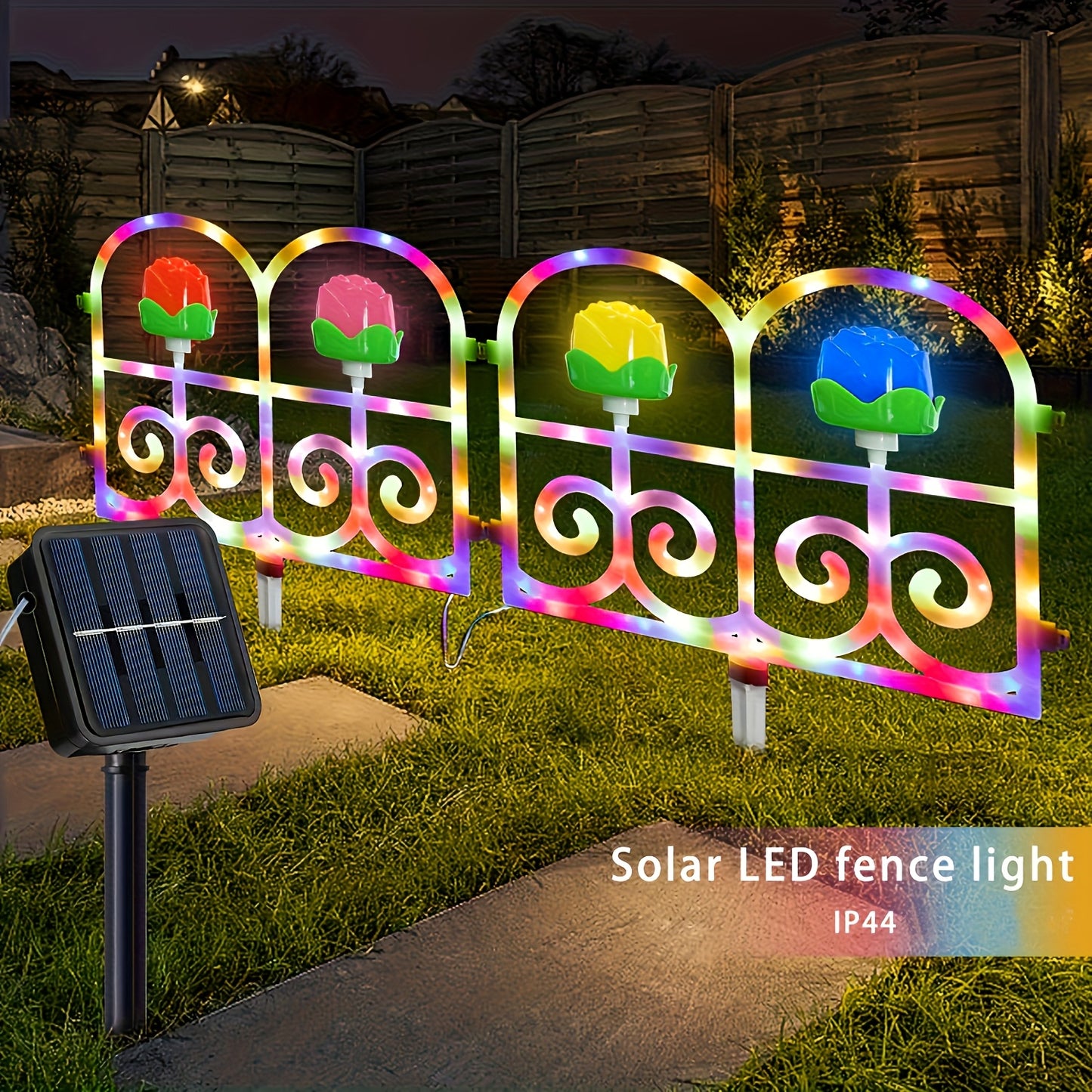 Solar-LED-Zäunleuchten, 4 Beleuchtungsmodi, Outdoor-Dekorationsgartenweg-Zäun, Dekorativer Outdoor-Zäun, Hof, Garten, Rasen, Gehweg, Urlaub, Halloween, Weihnachts-Zäun-Landschaftsleuchten