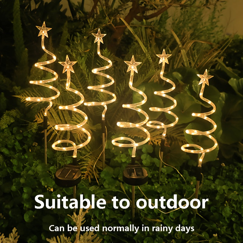 Solarbetriebene Stern- & Weihnachtsbaum-Rasenlichter - Dekorative Bodenlichter für den Außenbereich mit Mehreren Farboptionen, Perfekt für Gärten und Terrassen, Weihnachtsdekoration