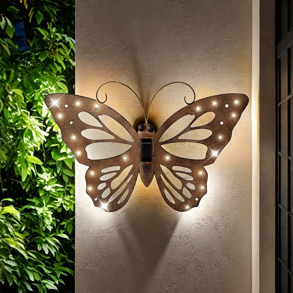 1 Stück/2 Stück Solarleuchten, Vintage Wandhängende Schmetterlinge, IP44 Außen-Dekolichter für Garten, Terrasse und Rasen, Halloween Weihnachten Valentinstag Hochzeit Geburtstag Party Deko-Lichter, Geschenke für Familie & Freunde