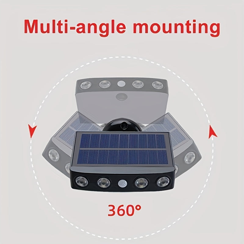 1 Stück LED Solar Außenleuchte mit Bewegungssensor, Leistungsstarke Sicherheits-Solar-LED 4er Pack, 3 Modi Wasserschutzlampe für Garten Straße, Integrierter 18650 Lithium Akku, Nachtarbeit Lampe als Wall Light oder Bodenbeleuchtung