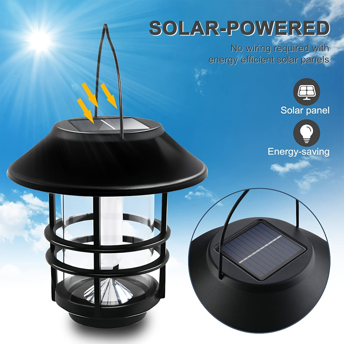 1 Stück Solar Hängelaterne Outdoor Flackernde Flammen Schweres Glas Edelstahl Solar Außenleuchte für Wand Zaun Terrasse Wandern Camping